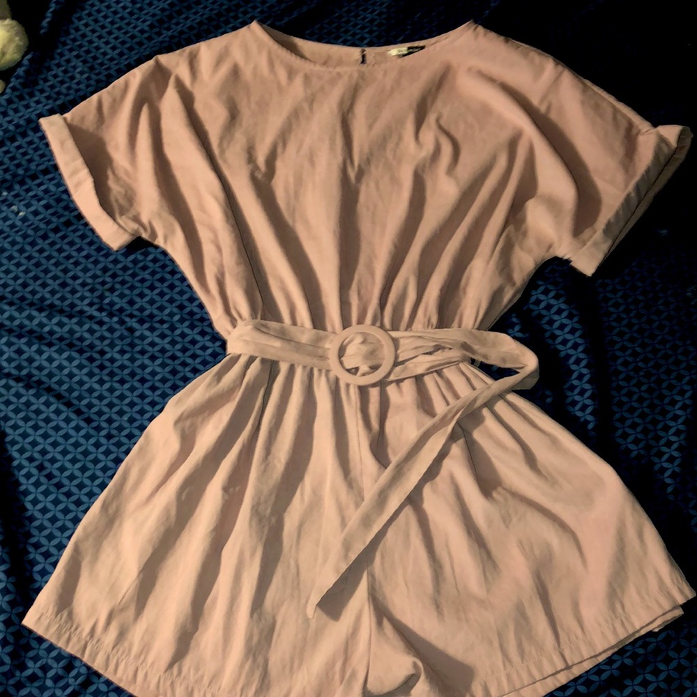 Blush Pink Romper with waist belt